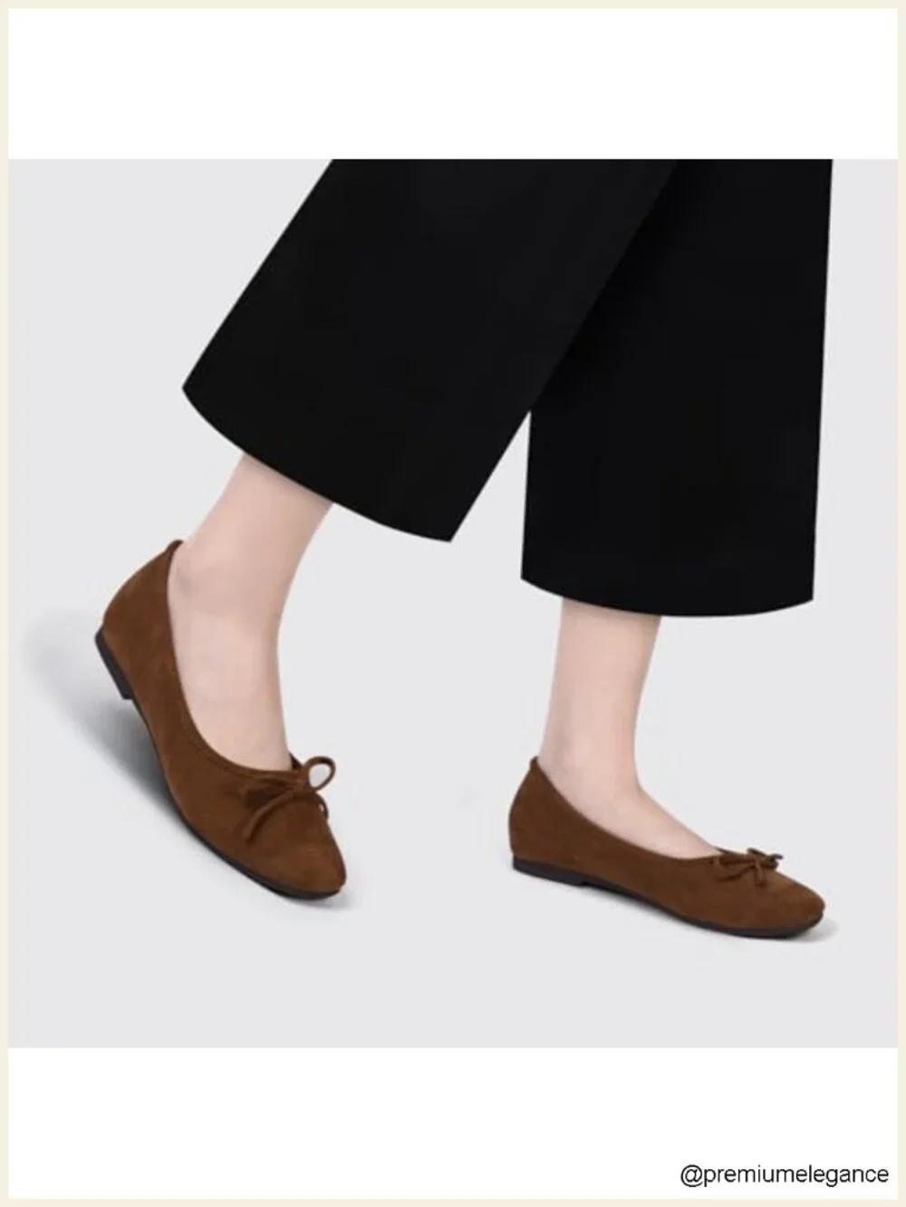 Faux Suede Bow Ballet Flats Cap Toe Slip On Comfort Square Toe Dressy Shoes